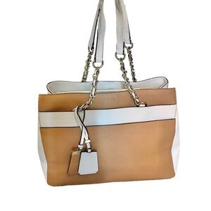 GUESS Carmel Tan White Handbag Shoulder Bag Vintage Retro *FLAW*